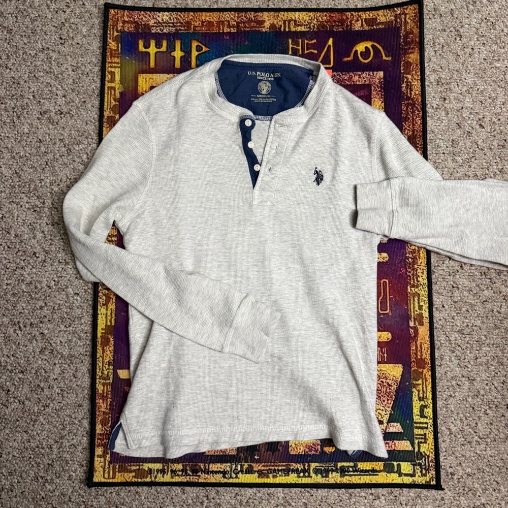 Polo by Ralph Lauren Gray Henley Shirt Y2K